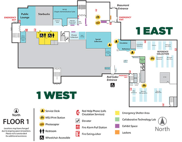 Map of Main Library 1st Floor